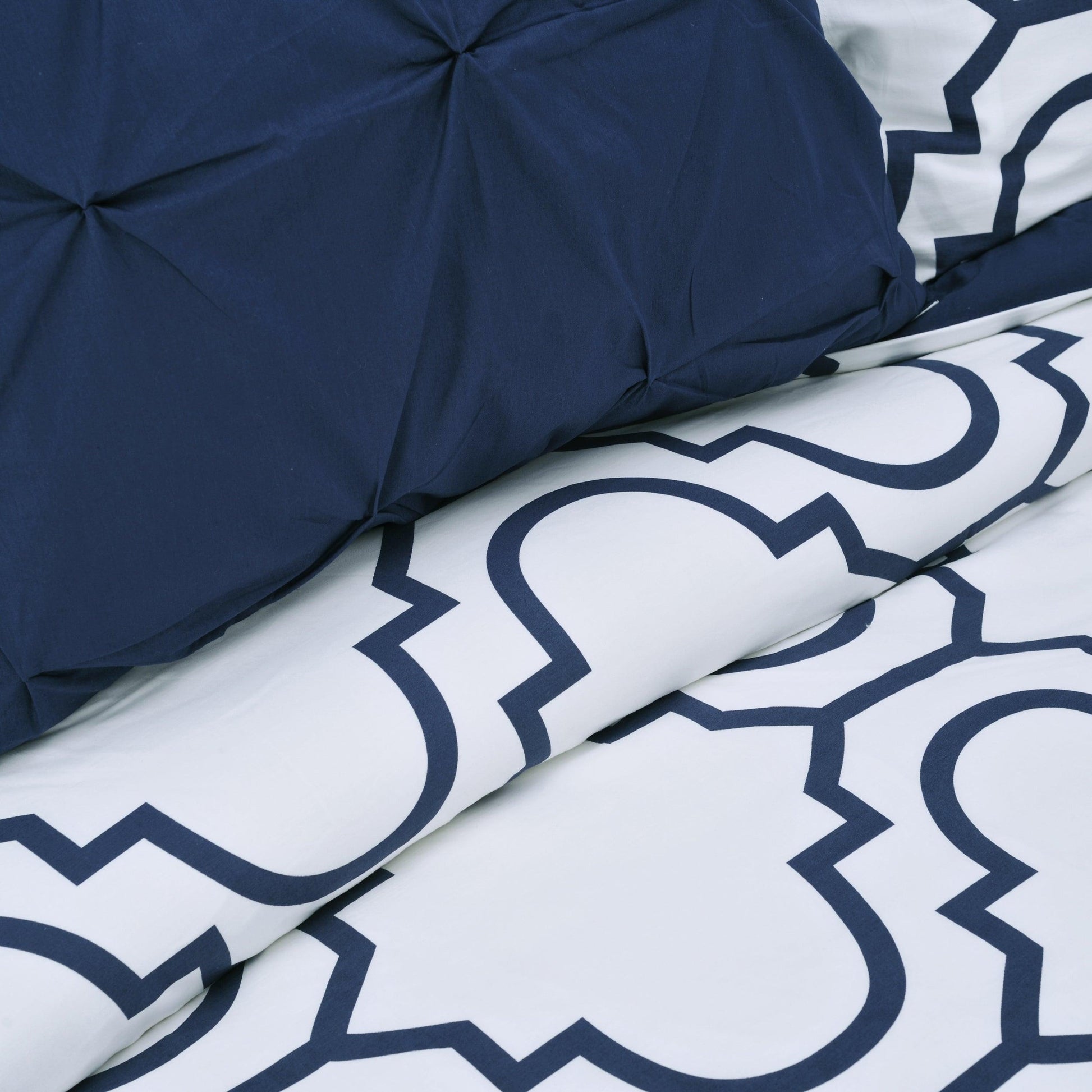 Superior Cotton Modern Geometric Valencia  Set with Button Closure - Blue