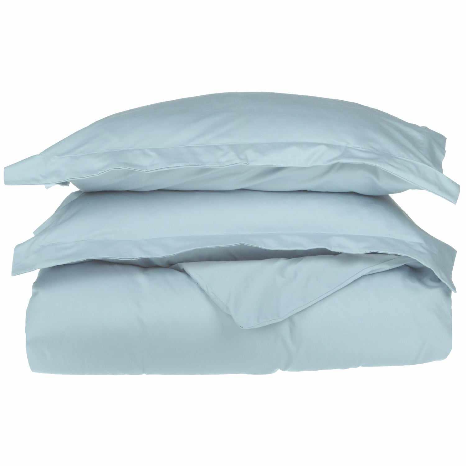 Superior 500-Thread Count Cotton Solid Ultra-Soft Duvet Cover Set - Light Blue