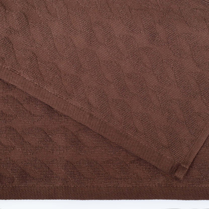 Premium Turkish Cotton Jacquard Herringbone and Solid 6-Piece Hand Towel Set -  Chocolate