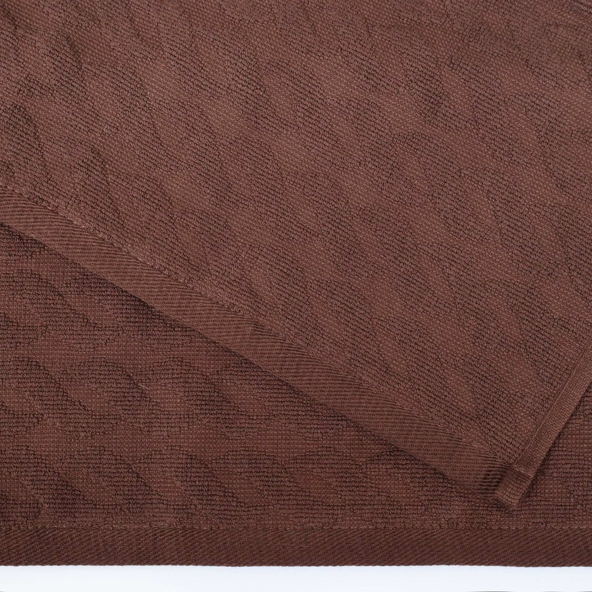 Premium Turkish Cotton Jacquard Herringbone and Solid 12-Piece Face Towel/ Washcloth Set -  Chocolate