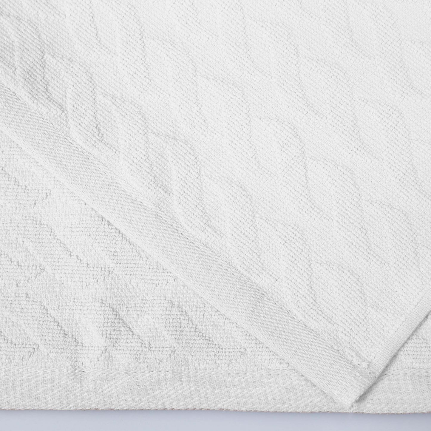 Premium Turkish Cotton Jacquard Herringbone and Solid 12-Piece Face Towel/ Washcloth Set - White