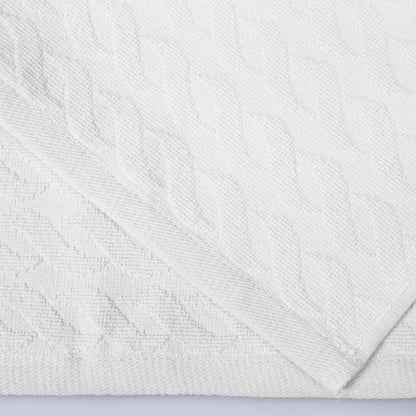 Premium Turkish Cotton Jacquard Herringbone and Solid 12-Piece Face Towel/ Washcloth Set - White