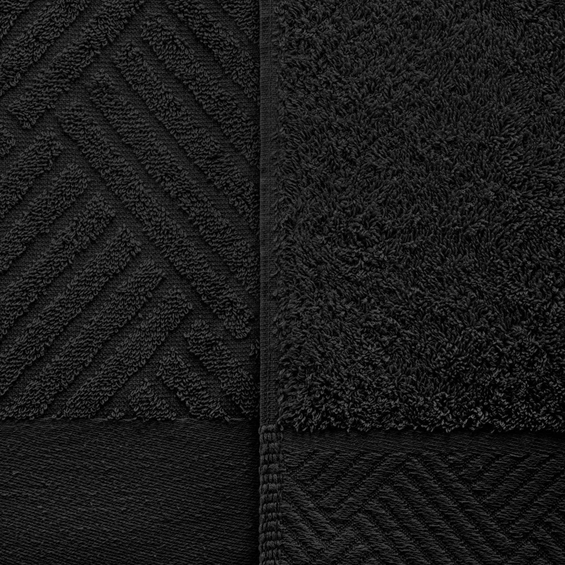Egyptian Cotton Medium Weight Basket Weave 6 Piece Bath Towel Set - Black