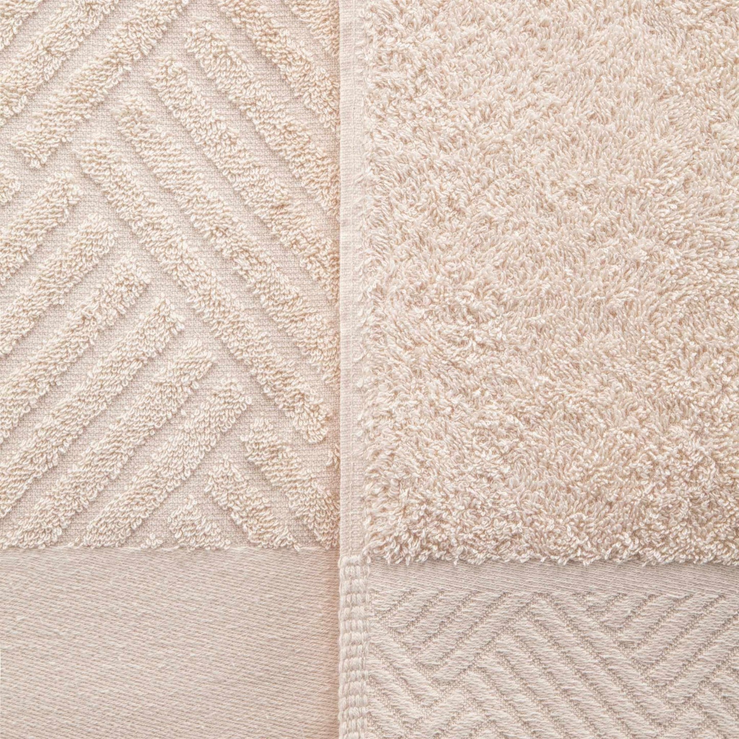 Egyptian Cotton Medium Weight Basket Weave 6 Piece Bath Towel Set - Ivory