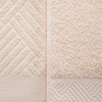 Egyptian Cotton Medium Weight Basket Weave 6 Piece Bath Towel Set - Ivory