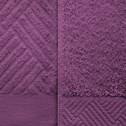 Egyptian Cotton Medium Weight Basket Weave 6 Piece Bath Towel Set - Majestic Purple 