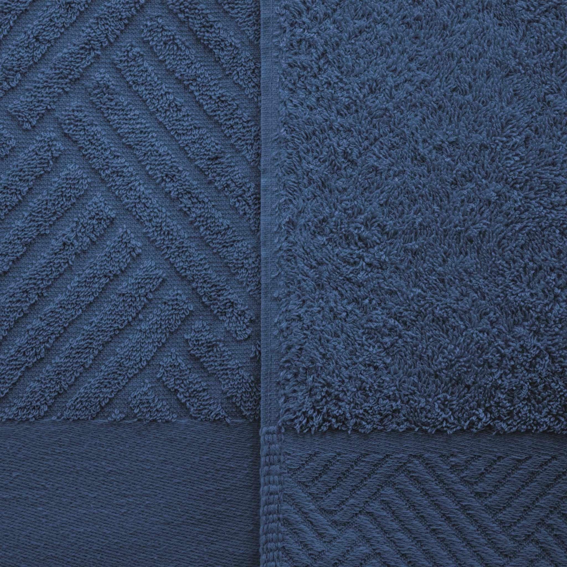 Egyptian Cotton Medium Weight Basket Weave 6 Piece Bath Towel Set - Royal Blue 