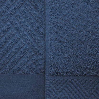 Egyptian Cotton Medium Weight Basket Weave 6 Piece Bath Towel Set - Royal Blue 
