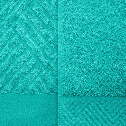 Egyptian Cotton Medium Weight Basket Weave 6 Piece Bath Towel Set - Turquoise 