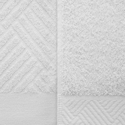 Egyptian Cotton Medium Weight Basket Weave 6 Piece Bath Towel Set - White