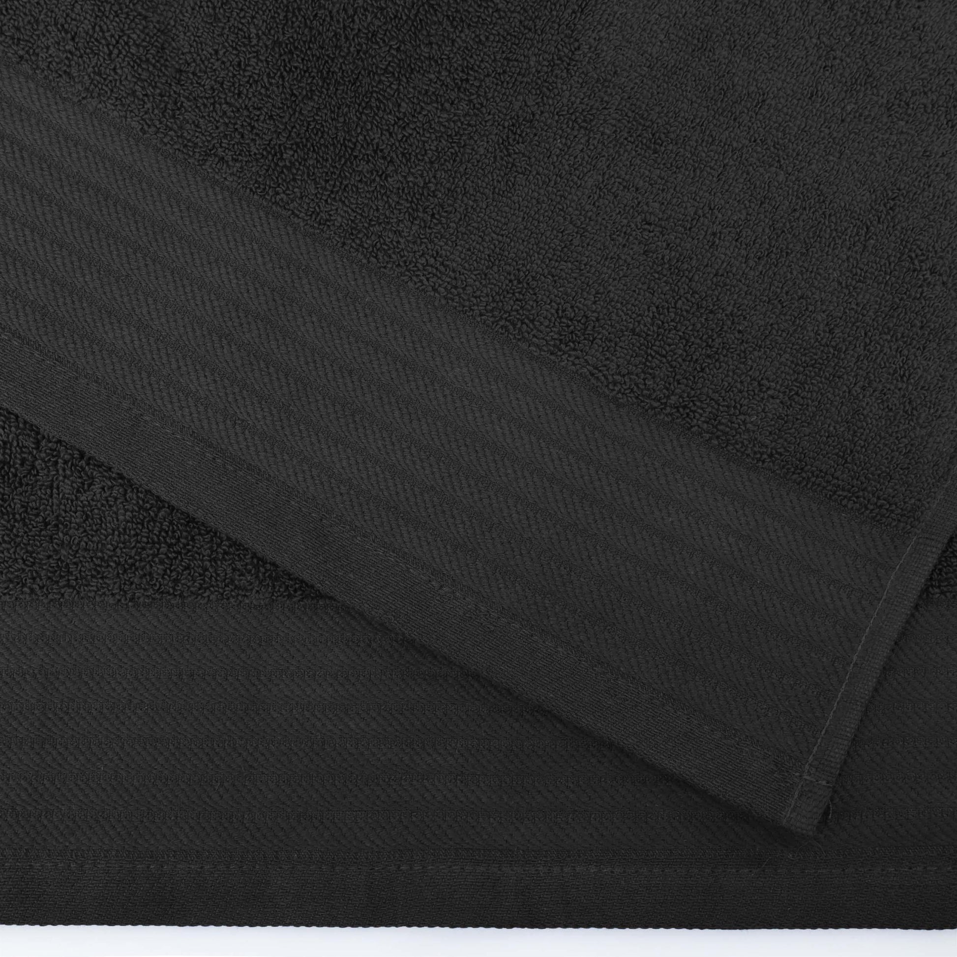Premium Turkish Cotton Herringbone Solid Assorted 6-Piece Towel Set - Black