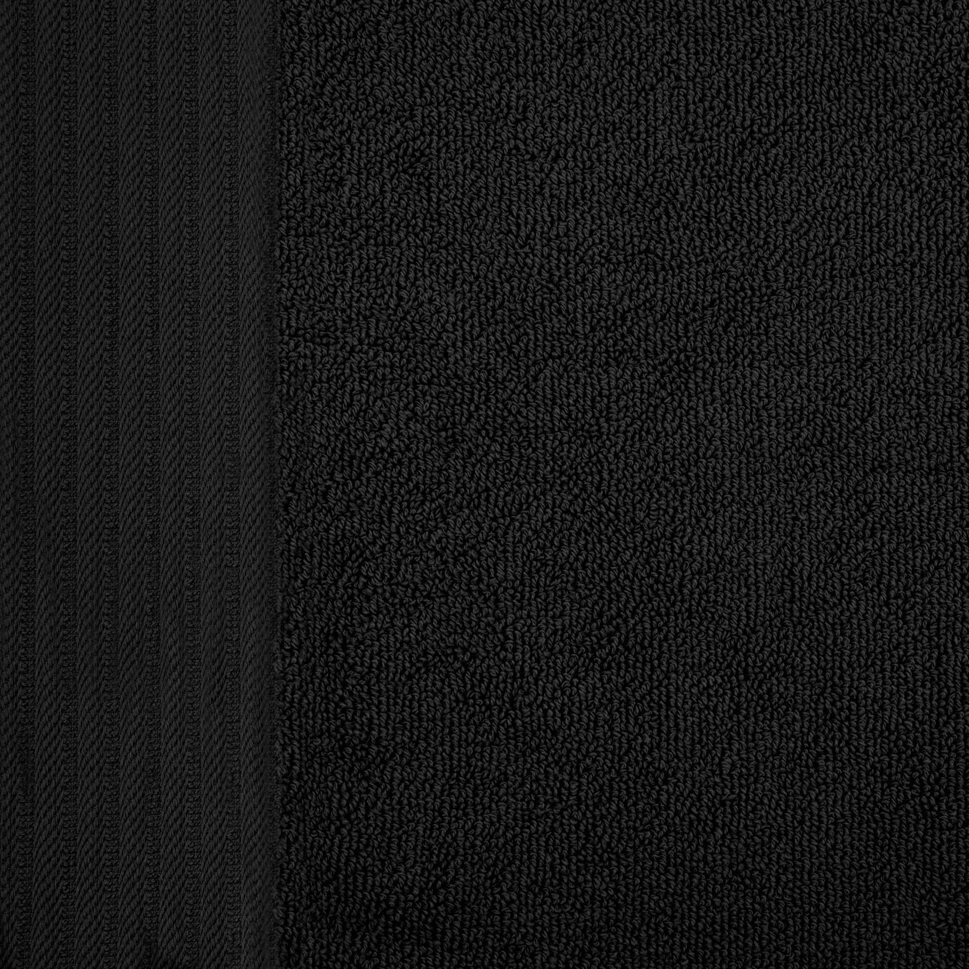 Premium Turkish Cotton Jacquard Herringbone and Solid 8-Piece Towel Set - Black