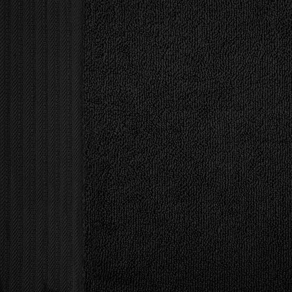 Premium Turkish Cotton Jacquard Herringbone and Solid 8-Piece Towel Set - Black