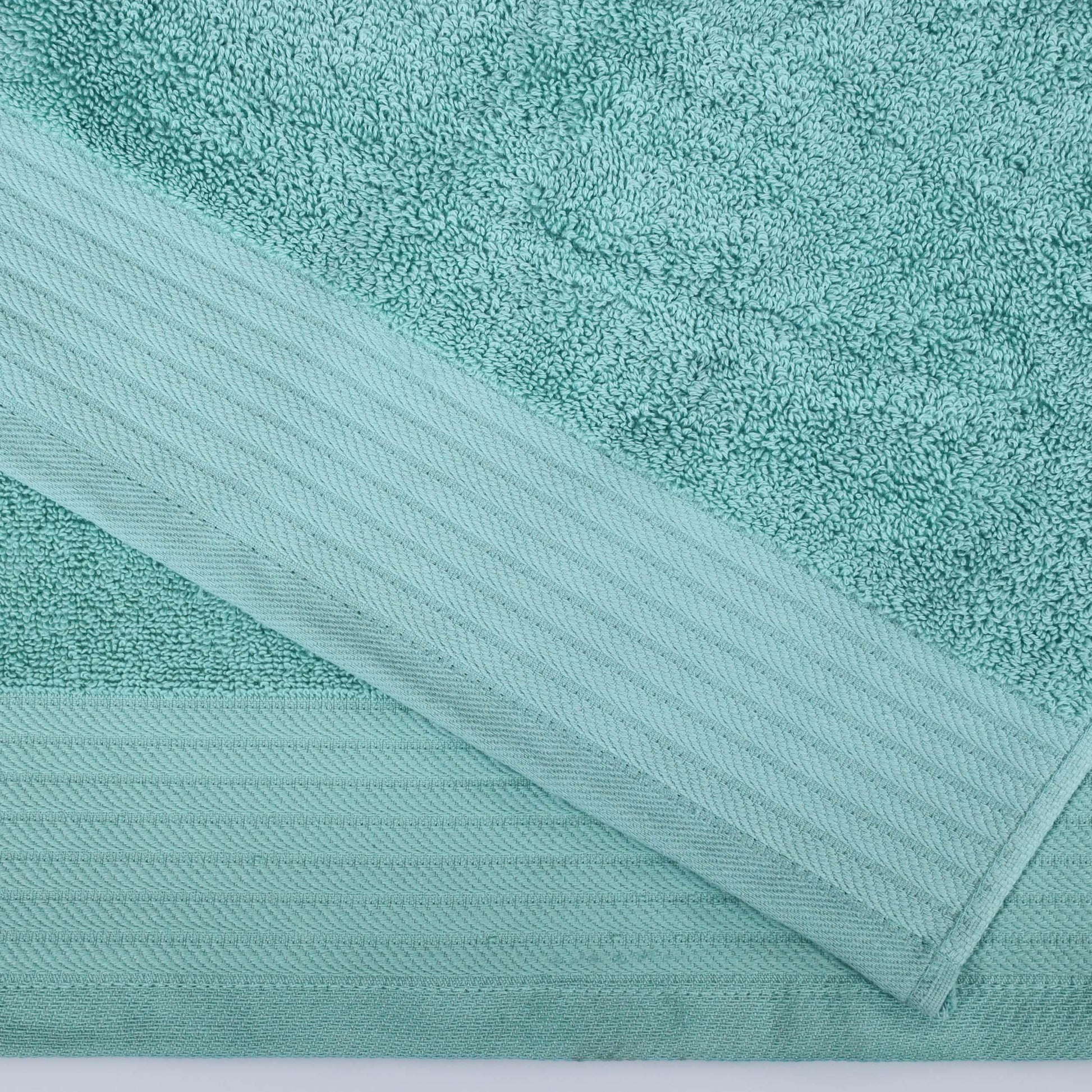 Premium Turkish Cotton Herringbone Solid Assorted 6-Piece Towel Set - Cascade
