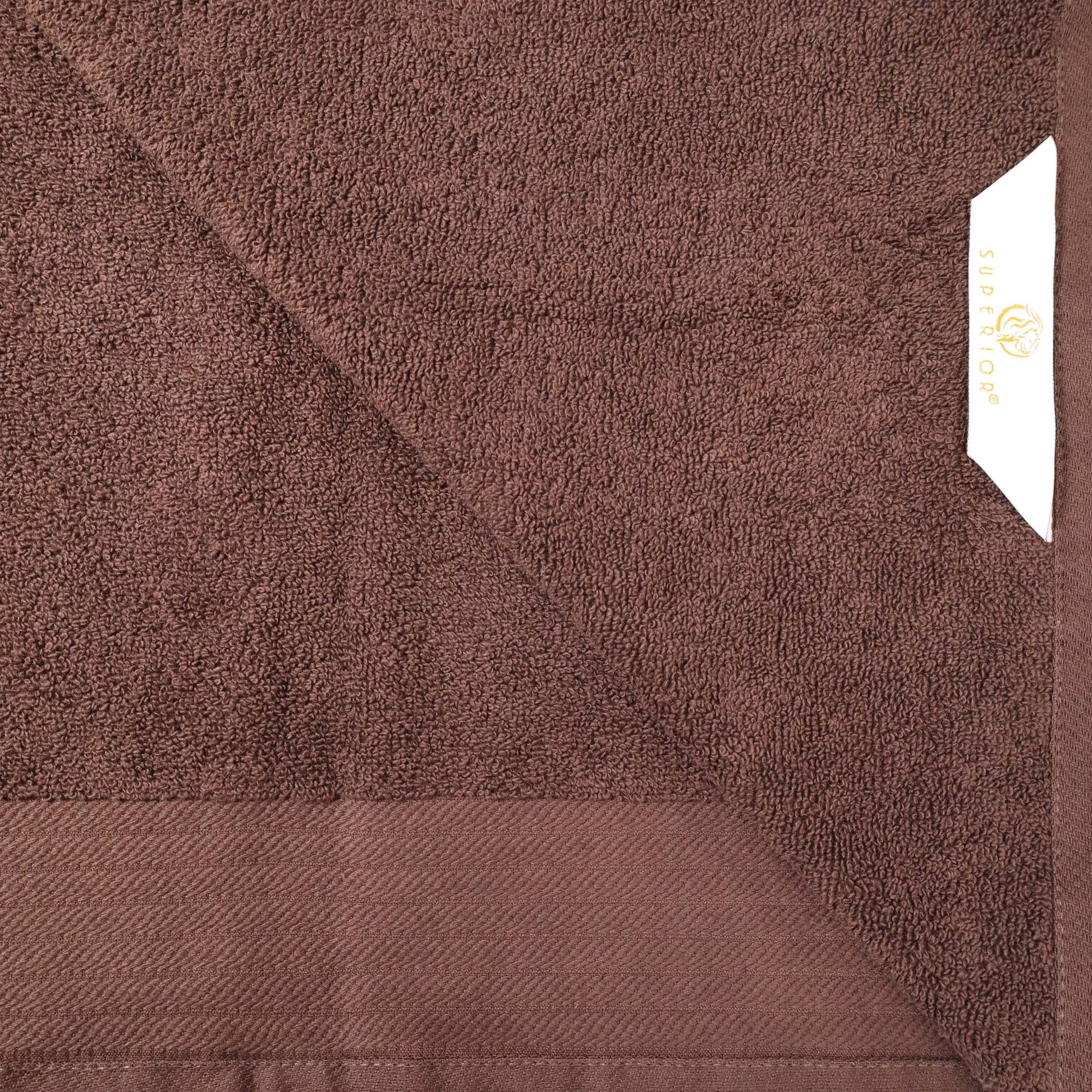 Premium Turkish Cotton Jacquard Herringbone and Solid 8-Piece Towel Set -  Chocolate