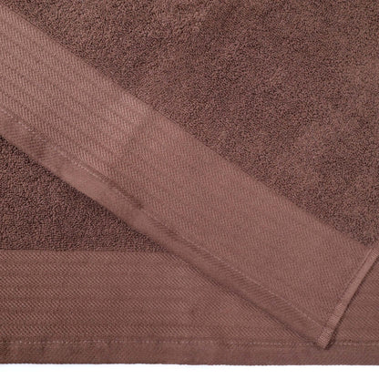 Premium Turkish Cotton Jacquard Herringbone and Solid 8-Piece Towel Set -  Chocolate