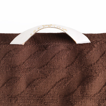 Premium Turkish Cotton Jacquard Herringbone and Solid 8-Piece Towel Set -  Chocolate