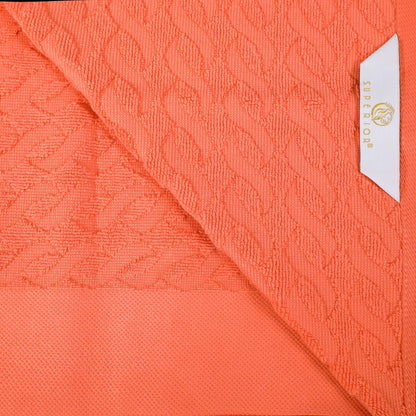 Premium Turkish Cotton Jacquard Herringbone and Solid 8-Piece Towel Set - Emberglow