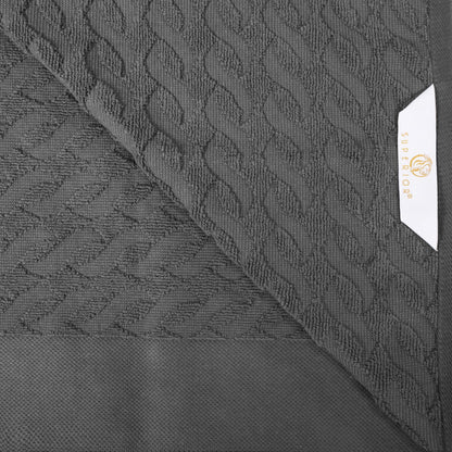 Premium Turkish Cotton Herringbone Jacquard Assorted 6-Piece Towel Set - Grey
