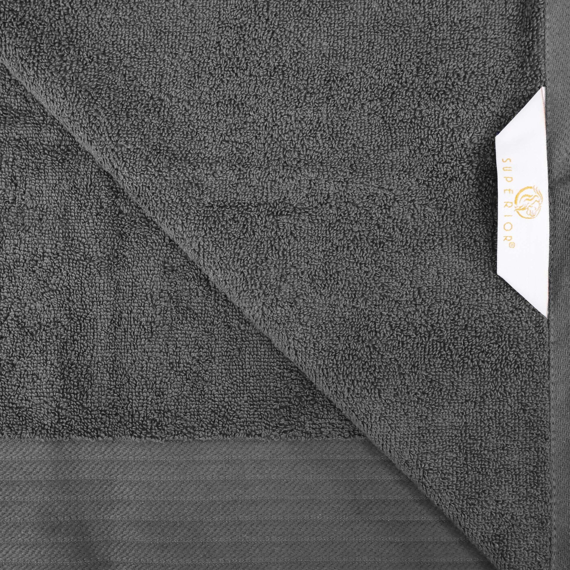 Premium Turkish Cotton Herringbone Solid Assorted 6-Piece Towel Set - Grey