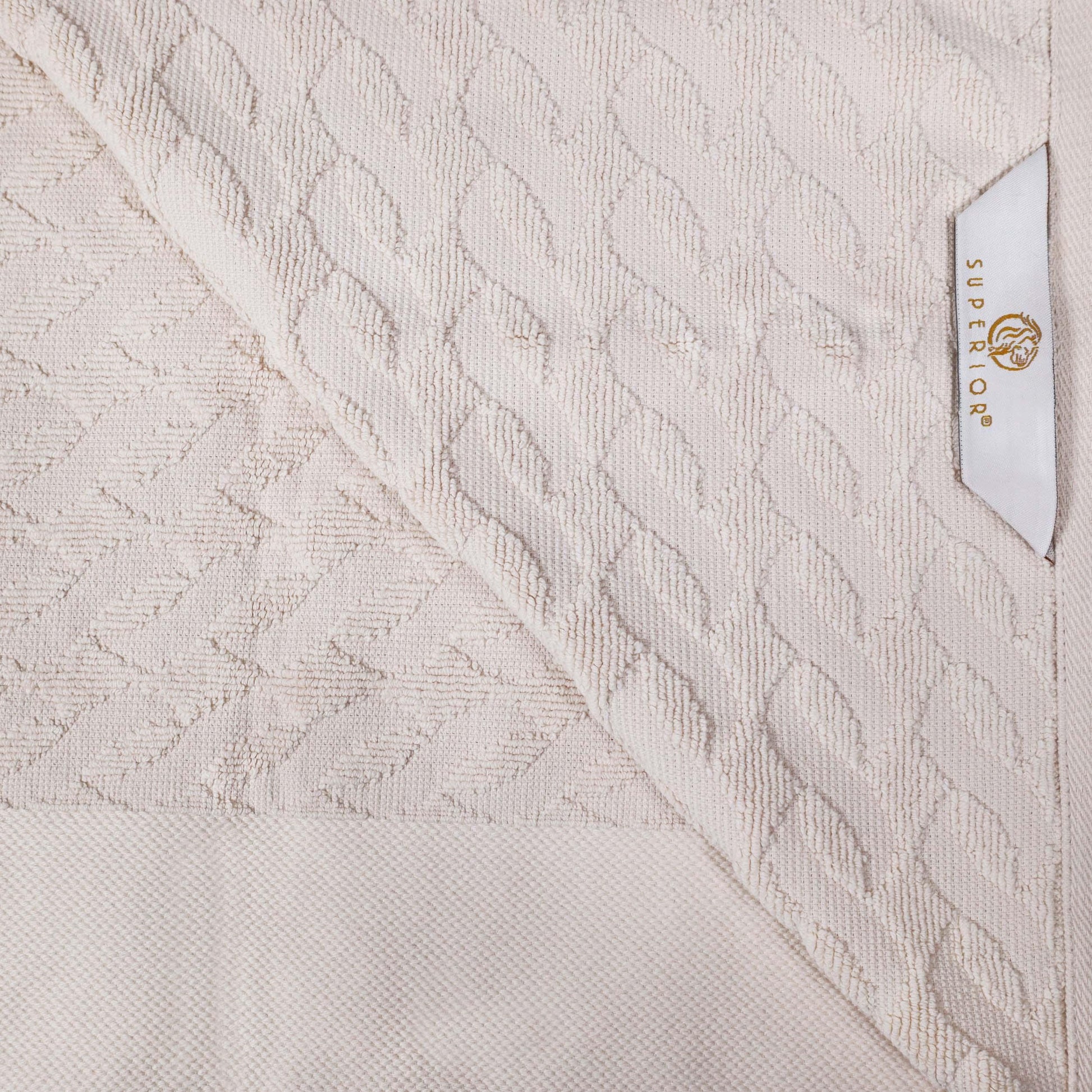 Premium Turkish Cotton Herringbone Jacquard Assorted 6-Piece Towel Set -  Ivory