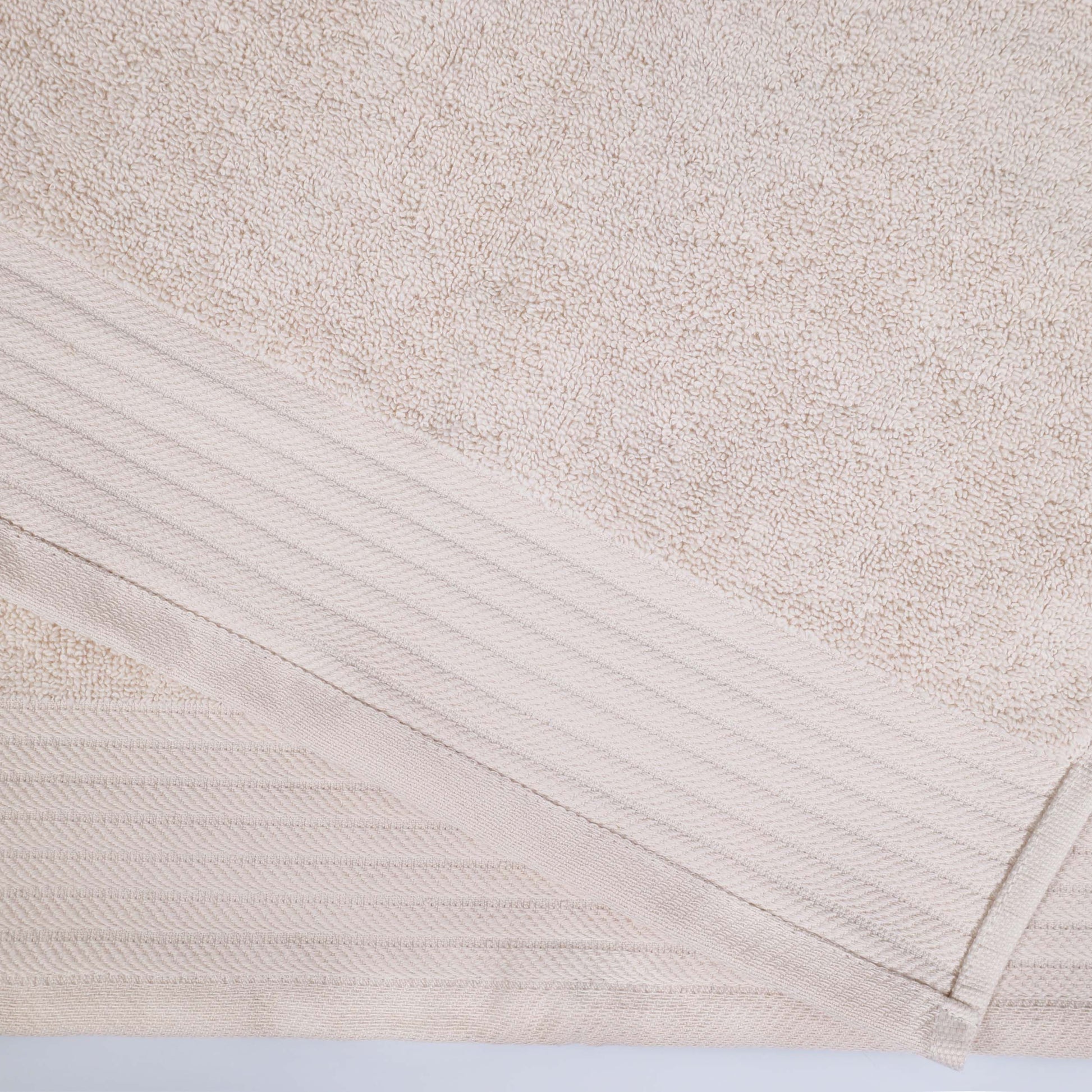 Premium Turkish Cotton Jacquard Herringbone and Solid 8-Piece Towel Set - Ivory