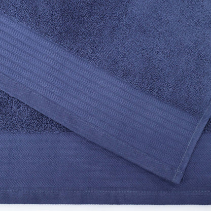 Premium Turkish Cotton Jacquard Herringbone and Solid 8-Piece Towel Set - Navy Blue