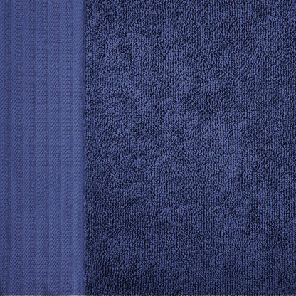 Premium Turkish Cotton Jacquard Herringbone and Solid 8-Piece Towel Set - Navy Blue
