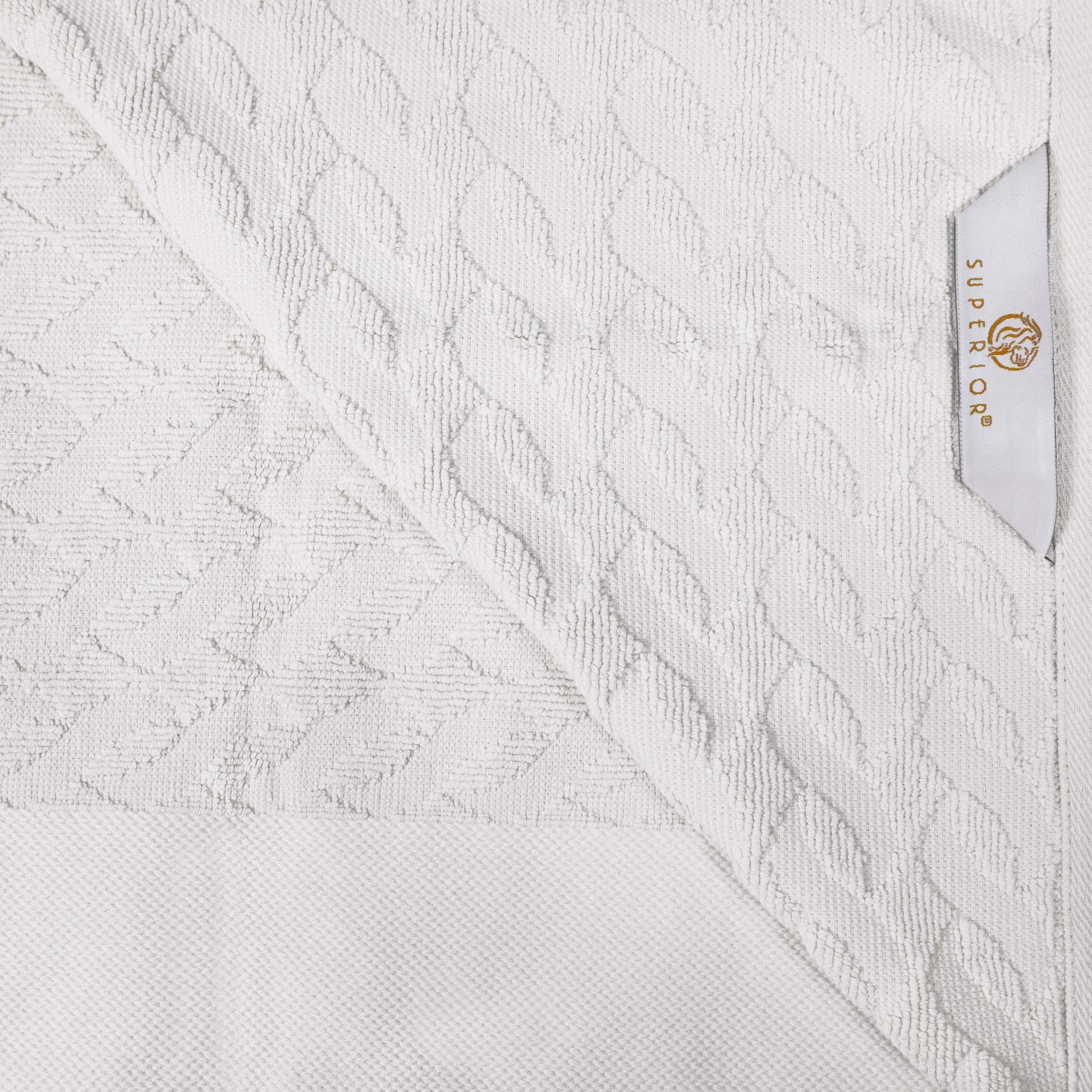 Premium Turkish Cotton Herringbone Jacquard Assorted 6-Piece Towel Set - White