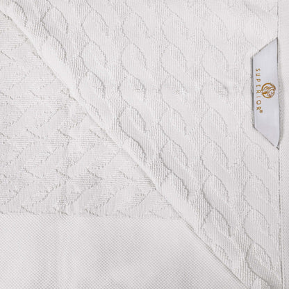 Premium Turkish Cotton Herringbone Jacquard Assorted 6-Piece Towel Set - White