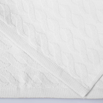 Premium Turkish Cotton Jacquard Herringbone and Solid 8-Piece Towel Set -  White