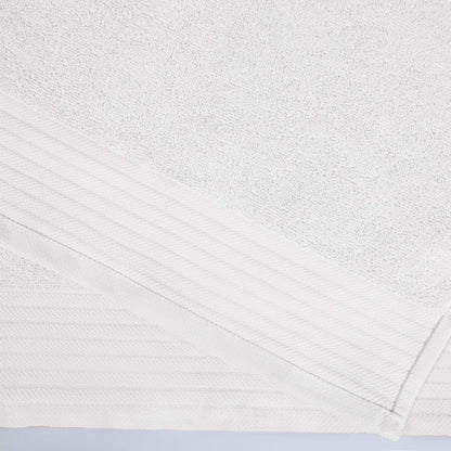 Premium Turkish Cotton Jacquard Herringbone and Solid 8-Piece Towel Set -  White