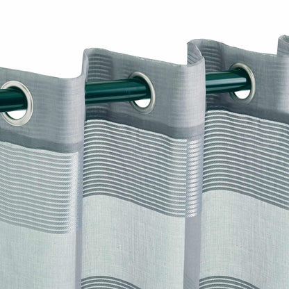 Dalisto Stripes 2-Piece Grommet Sheer Curtain Panel Set - Graphite