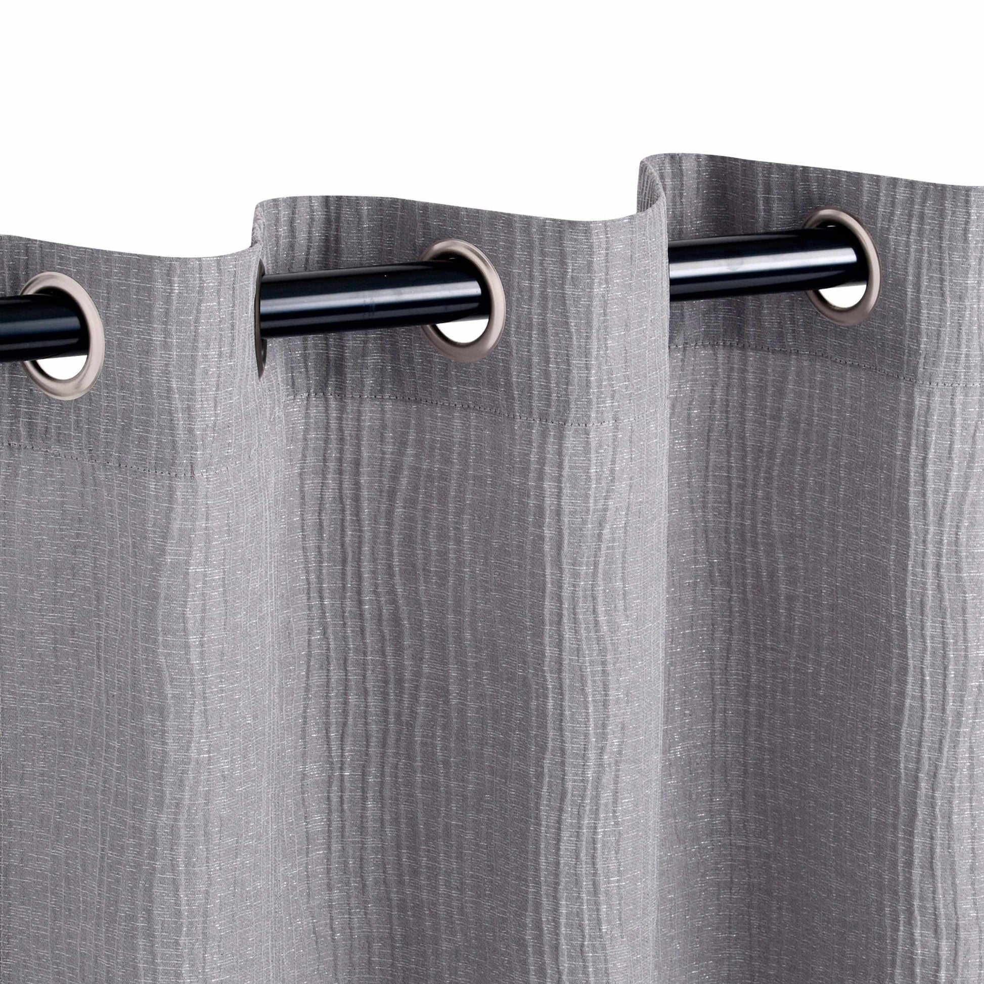 Metallic Jacquard 2-Piece Grommet Curtain Panel Set - Grey