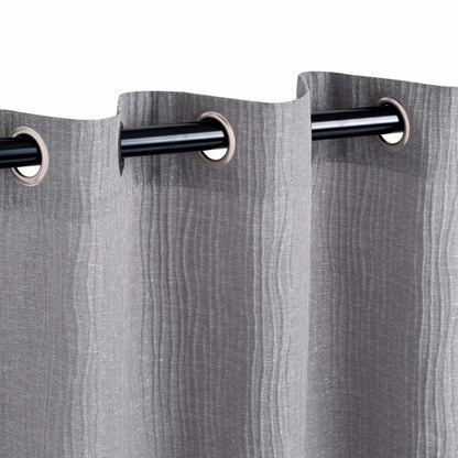 Metallic Jacquard 2-Piece Grommet Curtain Panel Set - Grey