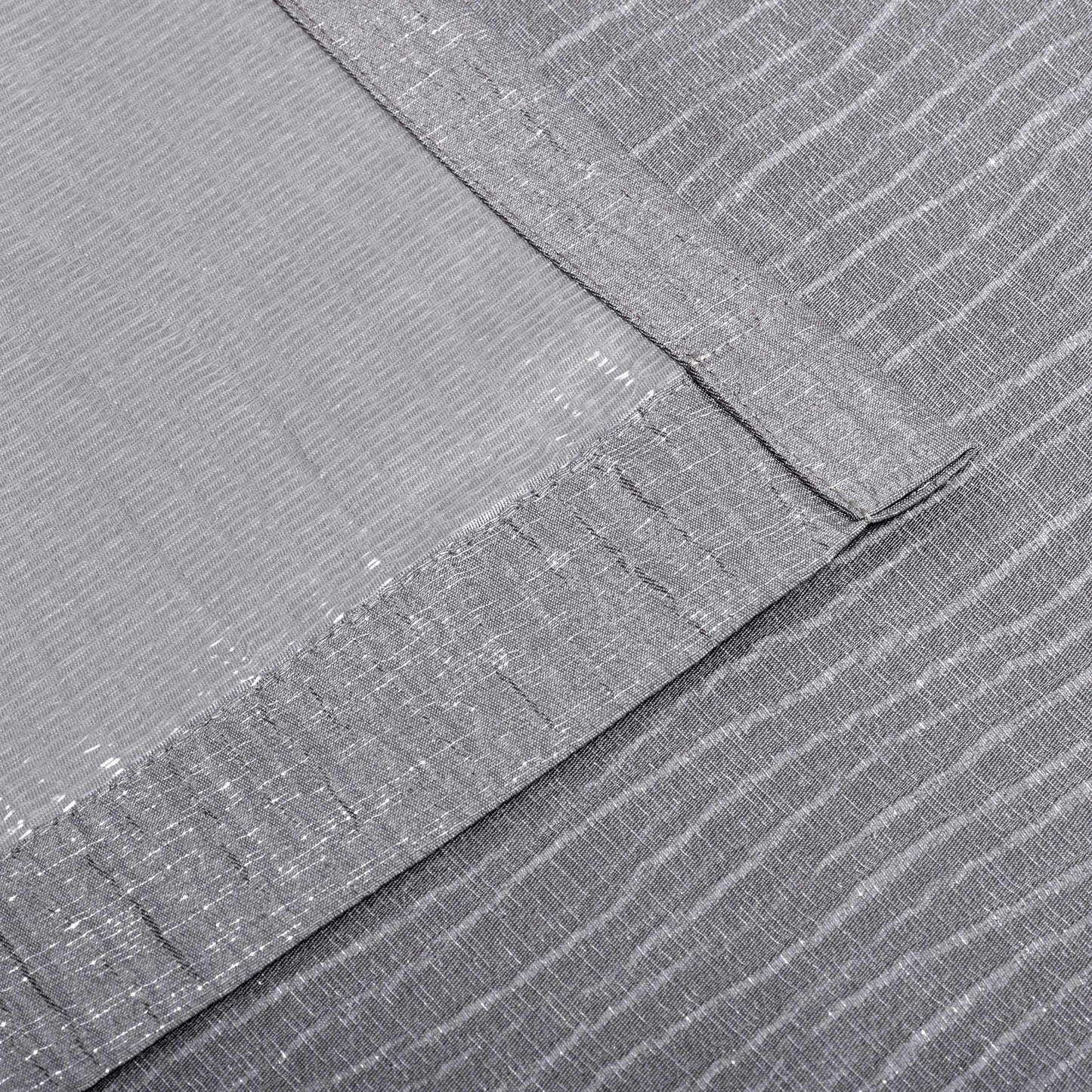 Metallic Jacquard 2-Piece Grommet Curtain Panel Set - Grey