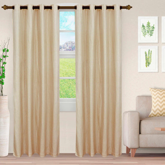 Metallic Jacquard 2-Piece Grommet Curtain Panel Set - Sand