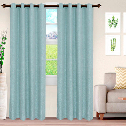 Metallic Jacquard 2-Piece Grommet Curtain Panel Set - Sea Foam