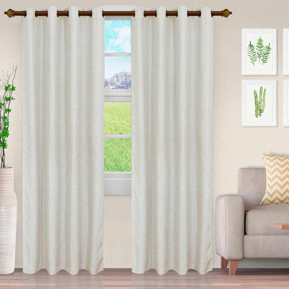 Metallic Jacquard 2-Piece Grommet Curtain Panel Set - Silver