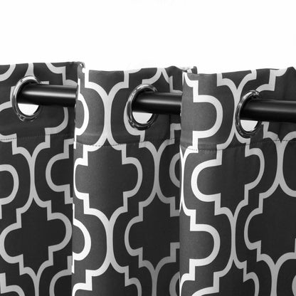 Moroccan Trellis Grommet 2-Piece Blackout Curtain Panel Set - Grey