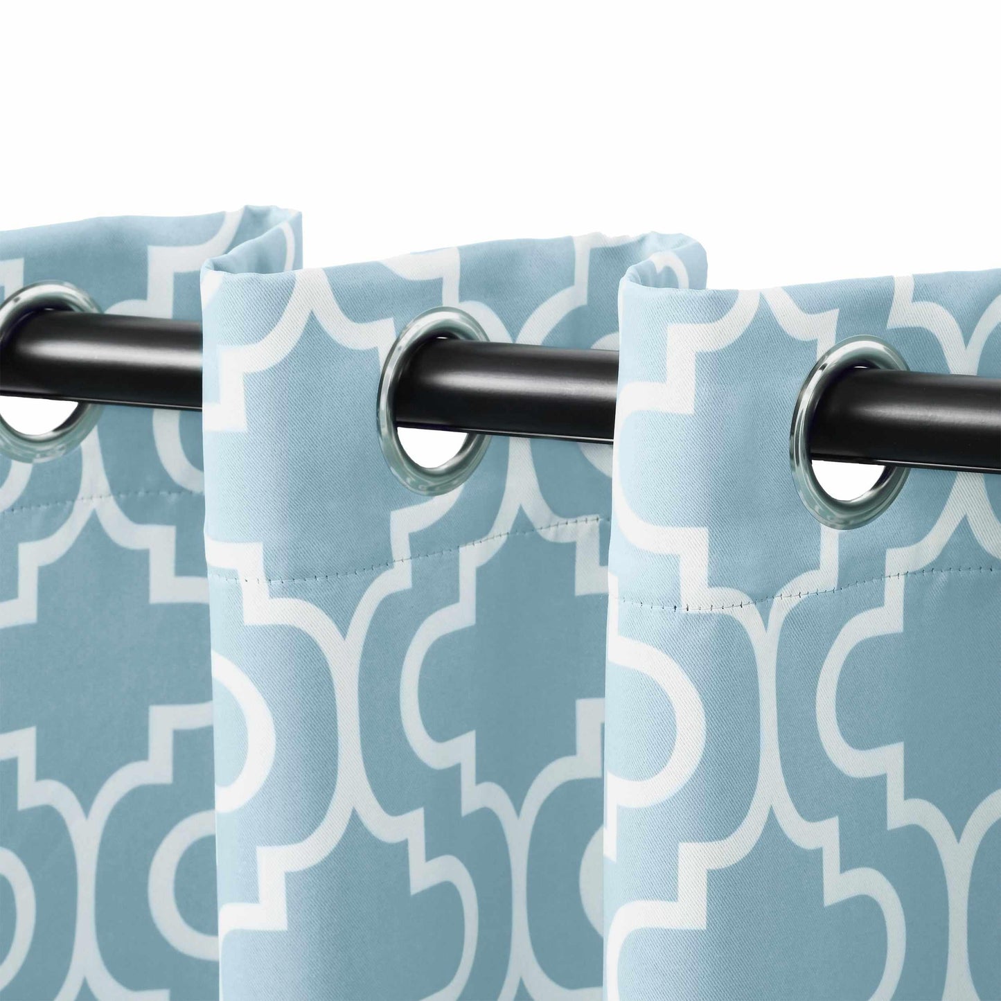 Moroccan Trellis Grommet 2-Piece Blackout Curtain Panel Set - Light Blue