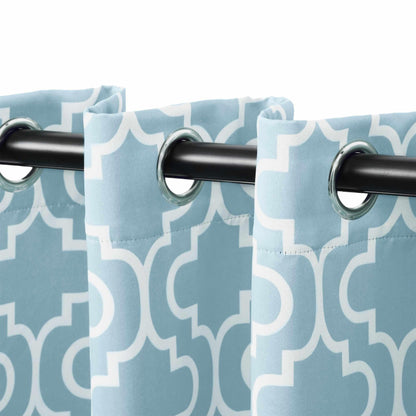 Moroccan Trellis Grommet 2-Piece Blackout Curtain Panel Set - Light Blue