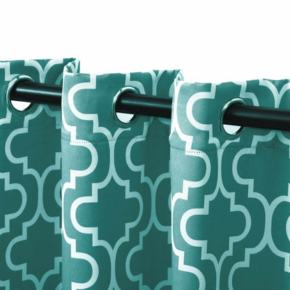 Moroccan Trellis Grommet 2-Piece Blackout Curtain Panel Set - Teal
