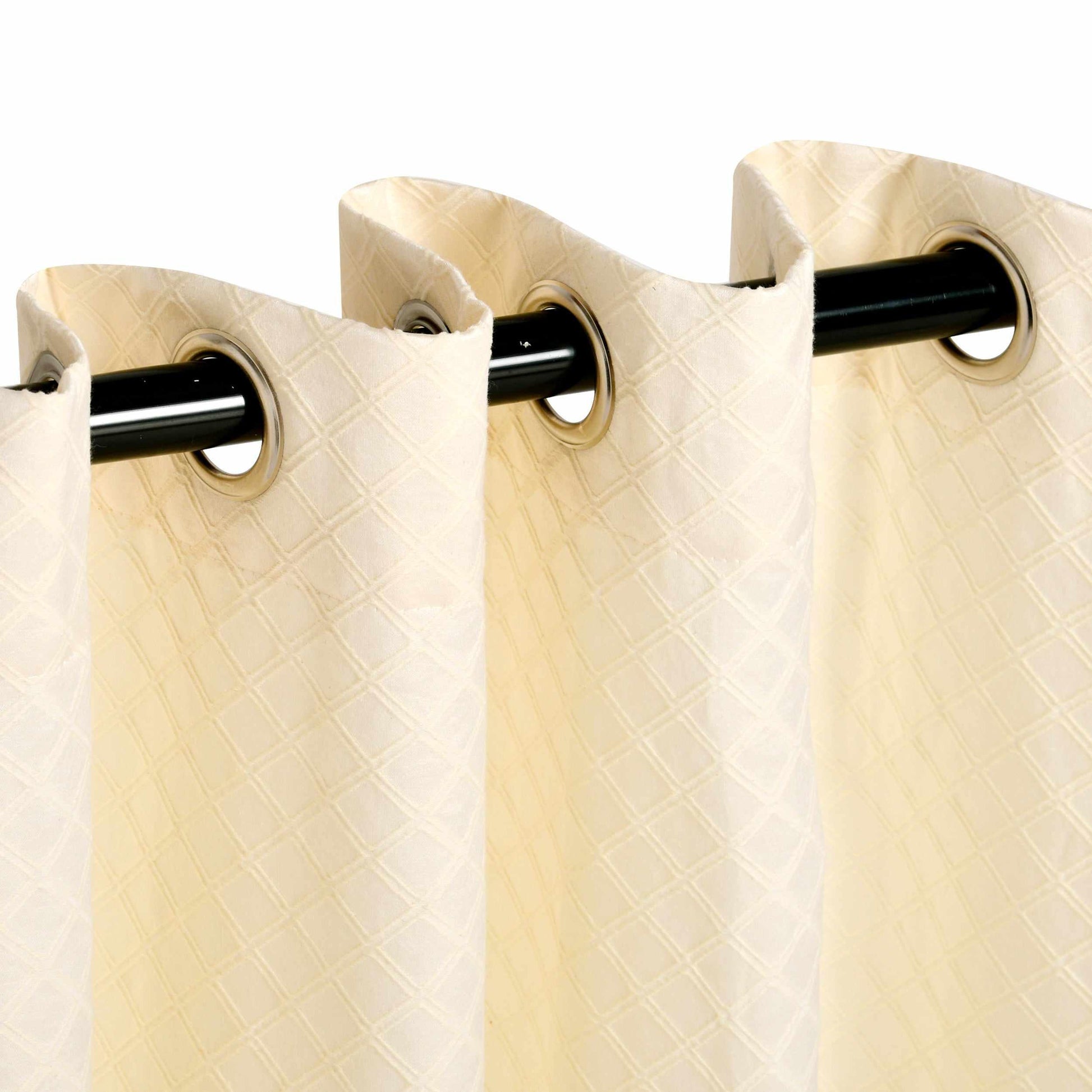 Westview Diamond Trellis Jacquard 2-Piece Grommet Curtain Panel Set - Ivory