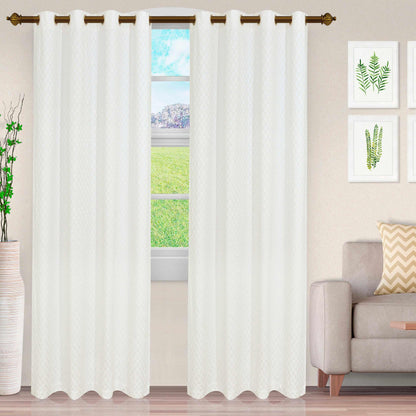 Westview Diamond Trellis Jacquard 2-Piece Grommet Curtain Panel Set - White