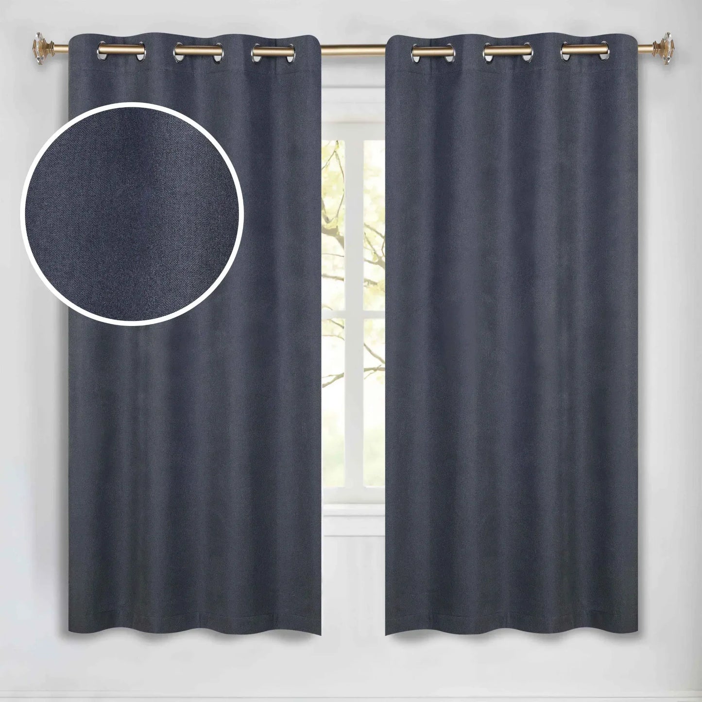 100 % Blackout Window Curtains Grommet Washable Set of 2 Neal
