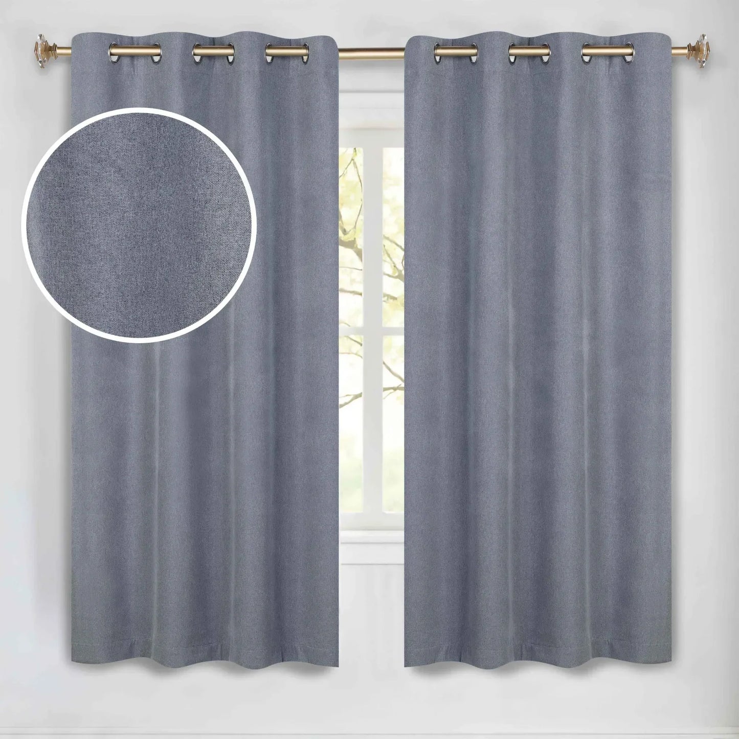 100 % Blackout Window Curtains Grommet Washable Set of 2 Neal