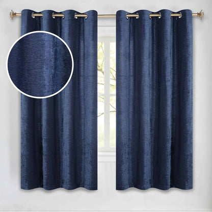 Noor Semi-Blackout Chenille Washable Grommet Curtains, Set of 2 Panels