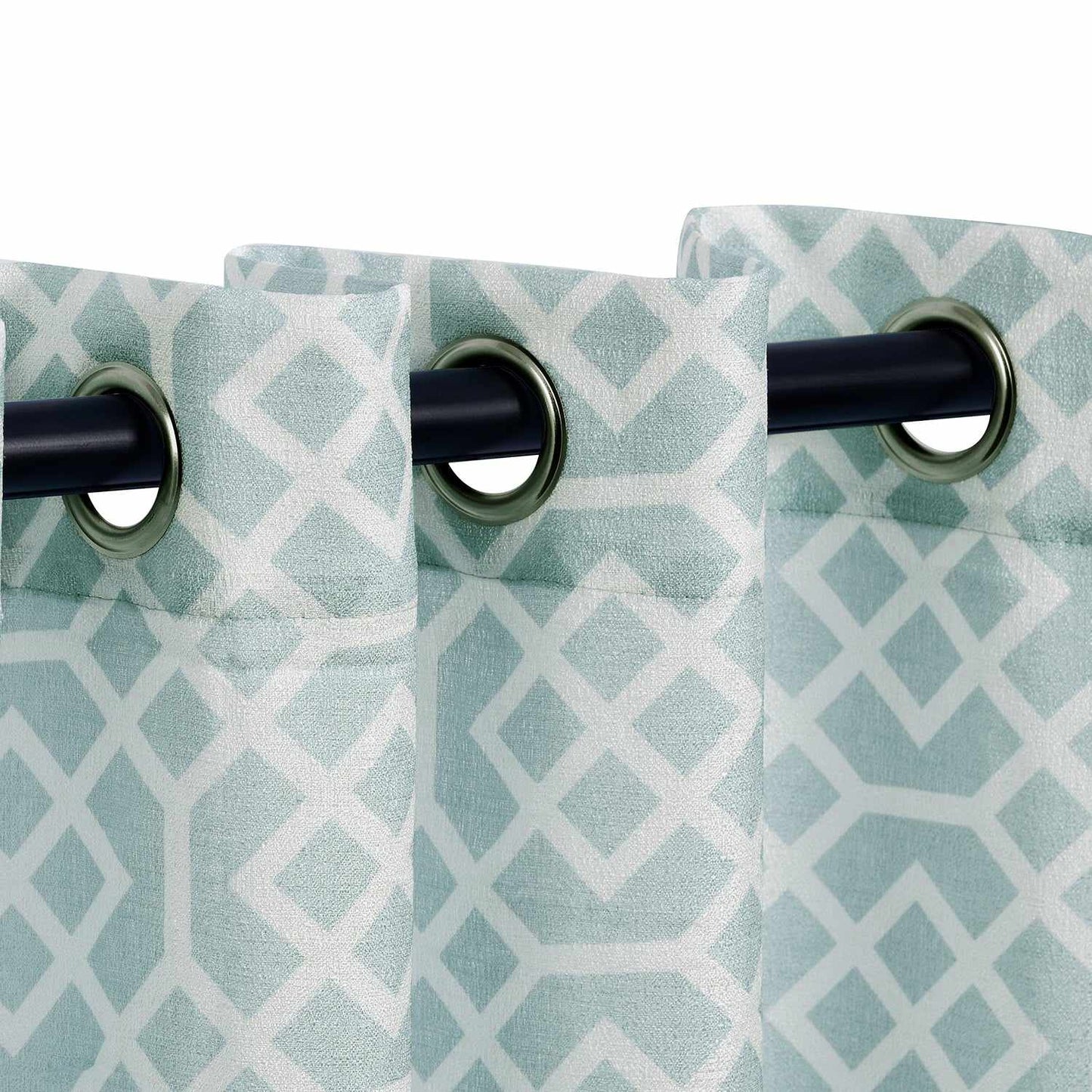 Geometric Semi Sheer 2-Piece Curtain Panel Set - Cyan