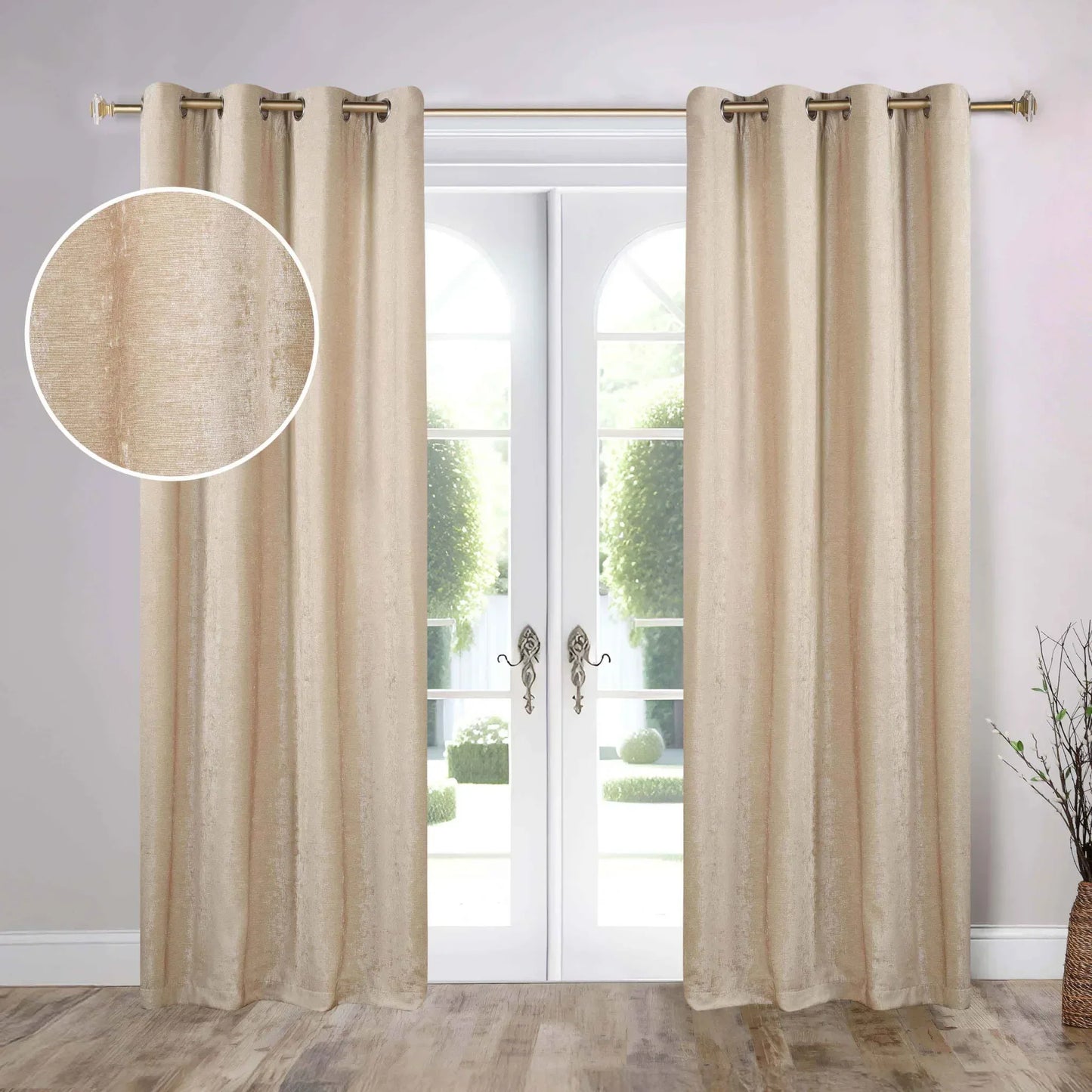 Noor Semi-Blackout Chenille Washable Grommet Curtains, Set of 2 Panels